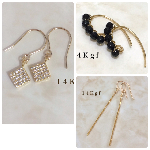 14Kgf／K14gf ジルコニアダイヤパヴェピアス／パヴェダイヤピアス