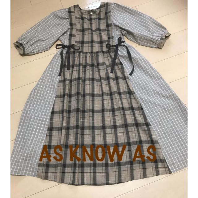 AS KNOW AS(アズノウアズ)の［新品]AS KNOW AS♡今秋トレンド♡チェックリボン 切替ワンピース レディースのワンピース(ロングワンピース/マキシワンピース)の商品写真