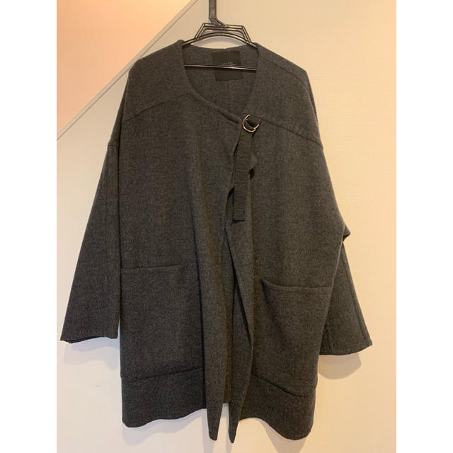 UNUSED - 値下げ UNUSED ウール ノーカラー コート 16AW gray サイズ2