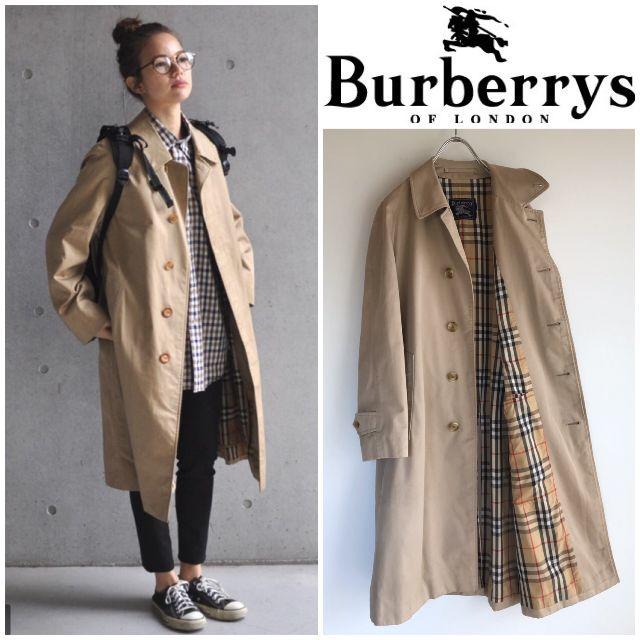 BURBERRY(バーバリー)の希少 英国製 オールドバーバリー 裏ノバチェック バルマカーンコート ベージュ レディースのジャケット/アウター(その他)の商品写真