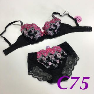 花柄刺繍ブラショーツセット C75 M(ブラ&ショーツセット)