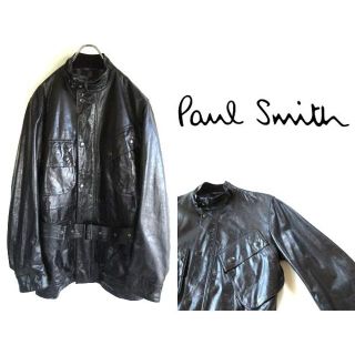 ポールスミス(Paul Smith)の希少サイズXL ポールスミス バブアー型 レザーモーターサイクルジャケット 羊革(レザージャケット)