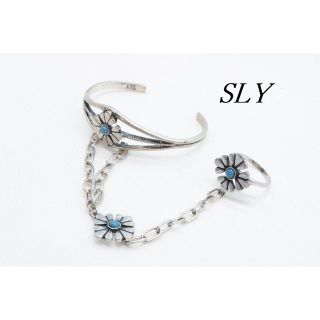 スライ(SLY)の【S148】SLY シルバー ターコイズ フィンガーブレスレット バングル(ブレスレット/バングル)