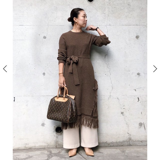 Ameri VINTAGE(アメリヴィンテージ)のAMERI OVER FRINGE KNIT DRESS レディースのワンピース(ロングワンピース/マキシワンピース)の商品写真