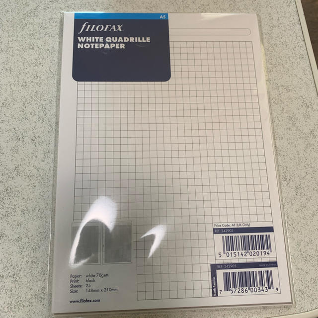 Filofax(ファイロファックス)の方眼 リフィル  A5サイズ  ホワイト fILOFAX インテリア/住まい/日用品の文房具(ノート/メモ帳/ふせん)の商品写真