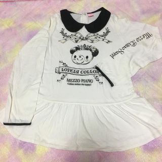 メゾピアノ(mezzo piano)のメゾピアノ mezzo piano ストーン付き長袖カットソー(Tシャツ/カットソー)