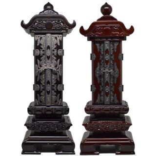 雲二重回出位牌　5.0寸　黒檀/紫檀　先祖代々之霊位文字入れ無料　高級職人仕上げ(家具)