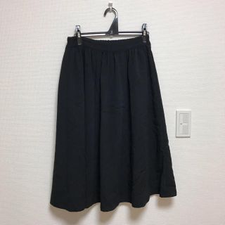 シマムラ(しまむら)の黒 膝下丈 スカート シンプル(ひざ丈スカート)