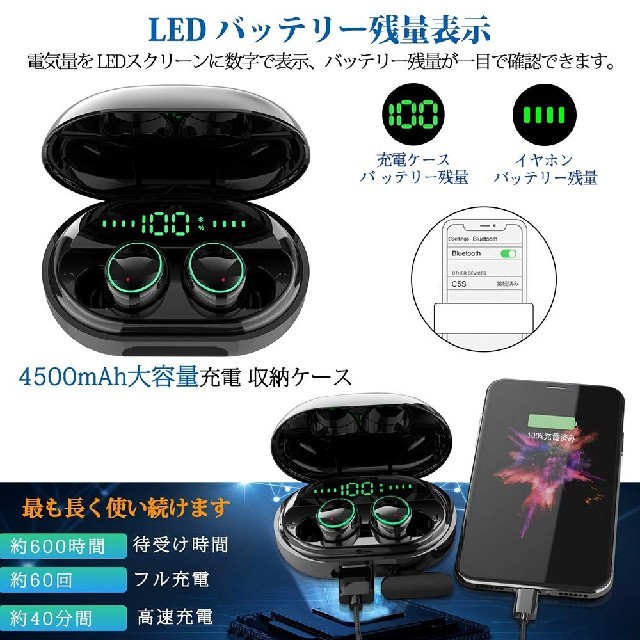 ワイヤレスイヤホン スマホ/家電/カメラのオーディオ機器(ヘッドフォン/イヤフォン)の商品写真