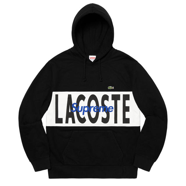 Supreme LACOSTE Hooded Sweatshirt 黒　L