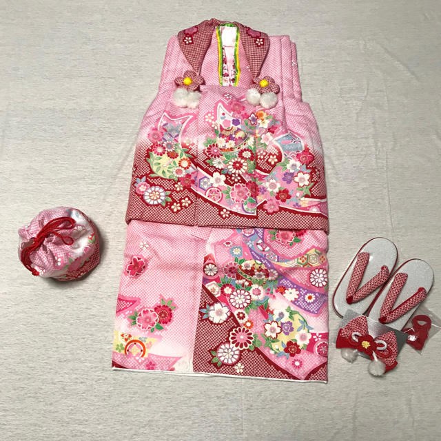 ○新品○七五三着物 お祝い着 被布セット（3歳）キッズ服女の子用(90cm~)