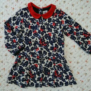 プチバトー(PETIT BATEAU)の☆りなママたん様専用☆プチバトー  赤襟 お花柄 ワンピース 24m(ワンピース)