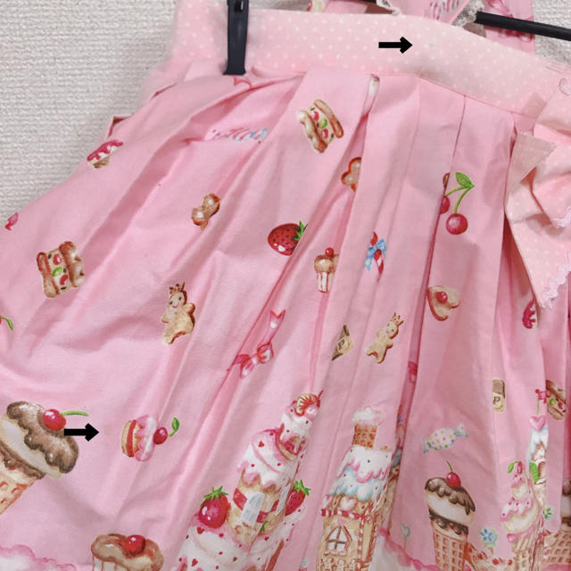 Angelic Pretty お菓子の国エプロン風スカート、カチューシャセット