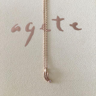 アガット(agete)のagete 10K ネックレス 羽根モチーフ ムーンストーン アガット(ネックレス)