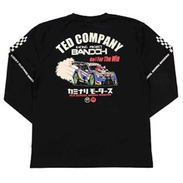 ﾃｯﾄﾞﾏﾝ×ｶﾐﾅﾘﾓｰﾀｰｽ/ﾛﾝT/黒/tdkmlt-90/ｴﾌ商会Tシャツ/カットソー(七分/長袖)