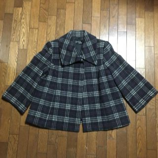 チェック柄コート ショート丈 レディース 子供服(ピーコート)