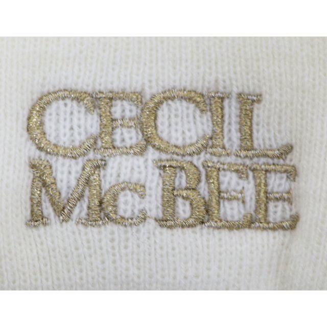 CECIL McBEE(セシルマクビー)のCECIL McBEE セシルマクビー ニット帽 ロゴ アクリル ★ホワイト新品 レディースの帽子(ニット帽/ビーニー)の商品写真