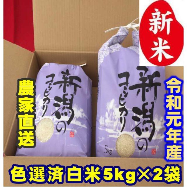 新米・令和元年産新潟コシヒカリ　白米5kg×２個★農家直送★色彩選別済302