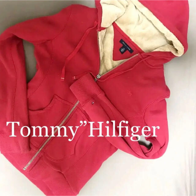 TOMMY HILFIGER(トミーヒルフィガー)の【お値下げ中！】トミー/パーカーレッド美品 レディースのトップス(パーカー)の商品写真