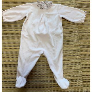 プチバトー(PETIT BATEAU)のプチバトー　ロンパース 6month/67cm ベロア　秋冬　ベビーピンク　足付(カバーオール)