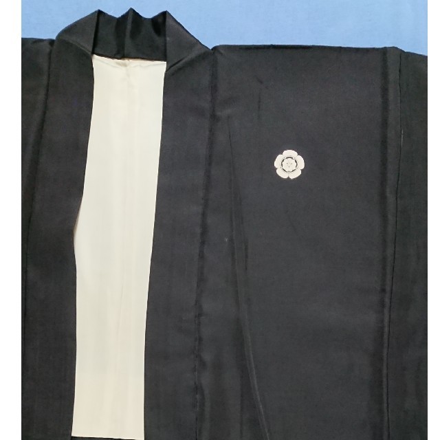 正絹黒紋付き男物羽織 Lサイズ メンズの水着/浴衣(着物)の商品写真