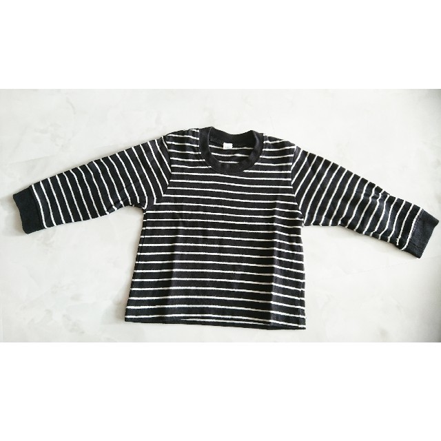 80size   黒ボーダーロングTシャツ キッズ/ベビー/マタニティのベビー服(~85cm)(シャツ/カットソー)の商品写真