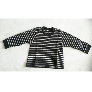 80size   黒ボーダーロングTシャツ(シャツ/カットソー)