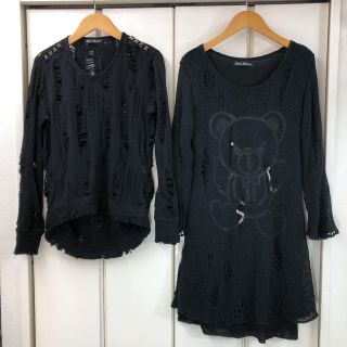 ヒステリックグラマー(HYSTERIC GLAMOUR)のHysteric Glamour USED加工ニット チュニック 2点セット(ニット/セーター)