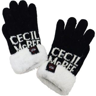 セシルマクビー(CECIL McBEE)のCECIL McBE セシルマクビー手袋5本指ファー付きアクリル ブラック新品(手袋)