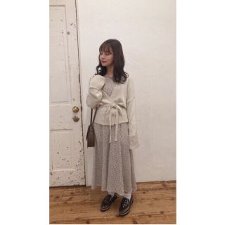 ヘザー(heather)のmellowneon waist ribbon cardigan(カーディガン)