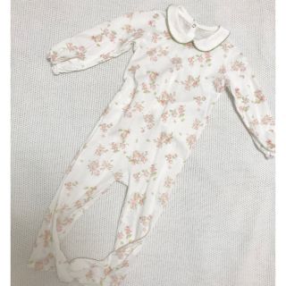 プチバトー(PETIT BATEAU)の【美品】プチバトー　襟付き花柄カバーオール　81㎝(ロンパース)