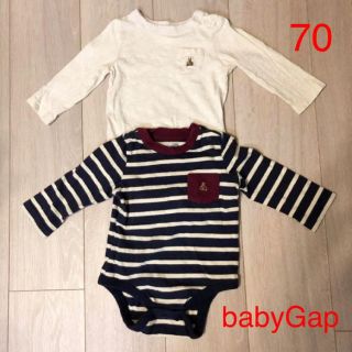 ベビーギャップ(babyGAP)のベビーギャップ  長袖ロンパース   70  2枚セット(ロンパース)