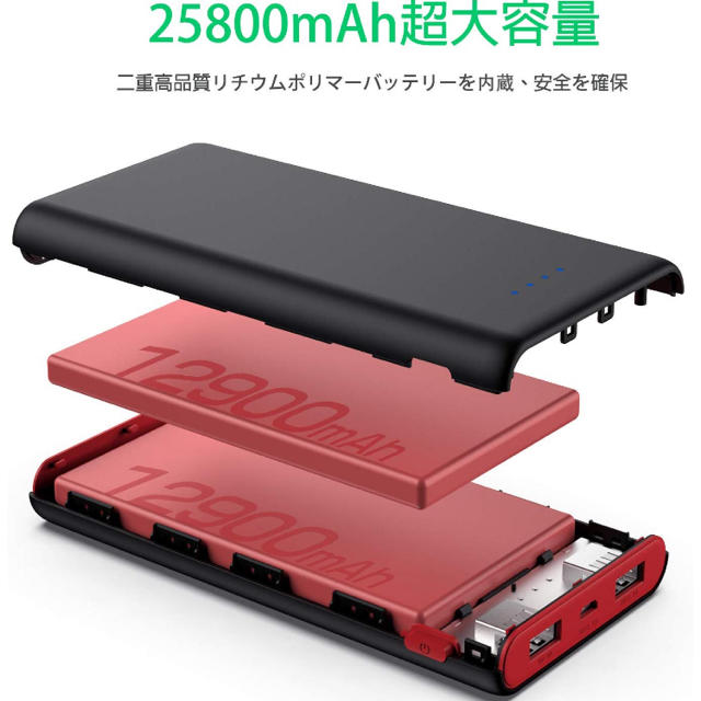 モバイルバッテリー 25800mAn スマホ/家電/カメラのスマートフォン/携帯電話(バッテリー/充電器)の商品写真