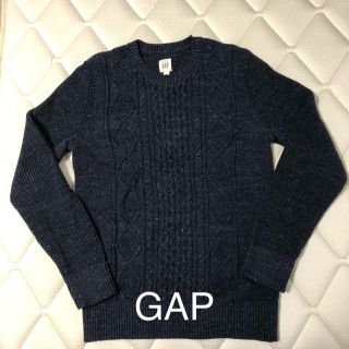 ギャップ(GAP)の【GAP】クルーネック　ケーブルニットセーター　メンズ　Sサイズ　ネイビー(ニット/セーター)