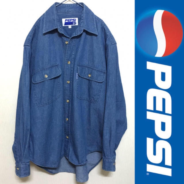 Santa Monica(サンタモニカ)の90s PEPSI ペプシ デニムシャツ ヴィンテージ 美品 コーラ 企業ロゴ メンズのトップス(シャツ)の商品写真