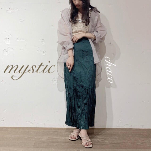 mystic(ミスティック)のAW新作🐰¥7020【mystic】ワッシャーサテンスカート レディースのスカート(ロングスカート)の商品写真