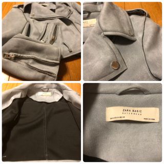 ZARA   ザラ スエード調ライダース ジャケット ライトブルー ZARA