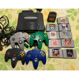 ニンテンドウ64(NINTENDO 64)のちくわさん専用　ニンテンドー64 本体 &コントローラー4つ & ソフト9本、ゴ(家庭用ゲーム機本体)