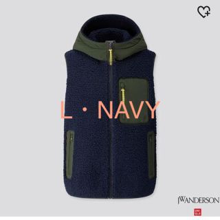 ユニクロ(UNIQLO)のユニクロ×JWアンダーソン 防風ボアフリースベスト NAVY L(ベスト)