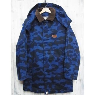 アベイシングエイプ(A BATHING APE)のA BATHING APE エイプ 猿迷彩フードコートMサイズ 青迷彩 ブルー(ステンカラーコート)