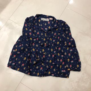 ザラ(ZARA)のZARA ベビーガール プリント柄シャツ ネイビー 長袖 半袖 ザラ 104(Tシャツ/カットソー)