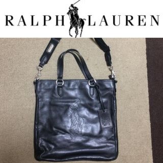 ラルフローレン(Ralph Lauren)の【Ralph Lauren】ビッグホース レザートートバッグ（ブラック） ラルフ(トートバッグ)