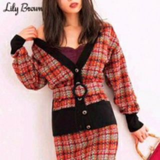 リリーブラウン(Lily Brown)のyuki様専用★ 柄ジャガードカーディガン＆柄ジャガードロングタイトスカート (カーディガン)