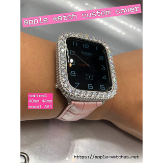 アップルウォッチ(Apple Watch)のAA1■アップルウォッチ用カスタムカバーベゼルシルバーCZダイヤモンド(その他)