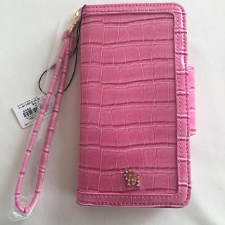 セシルマクビー(CECIL McBEE)の新品 セシルマクビー クロコ型 手帳型 ミラー付き スマホケース ピンク(モバイルケース/カバー)