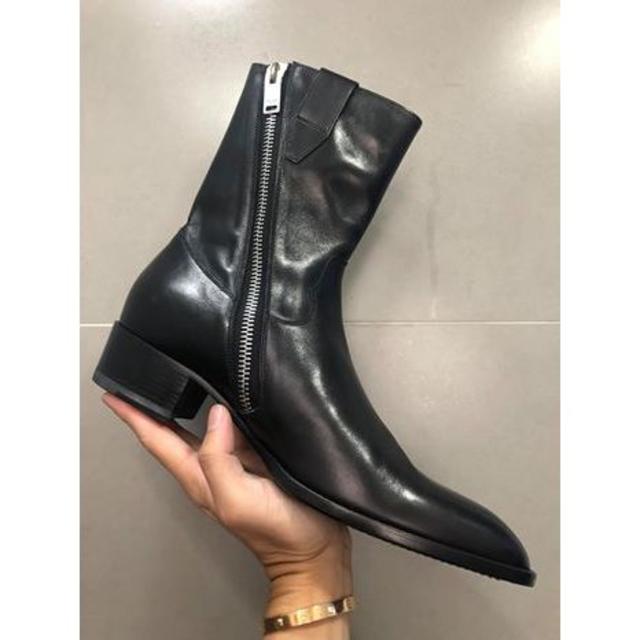 Saint Laurent(サンローラン)の新品エディサンローラン13年秋冬 ブラックレザーカウボーイブーツ 39 メンズの靴/シューズ(ブーツ)の商品写真