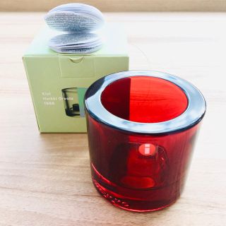 イッタラ(iittala)のイッタラ　× マリメッコ  キビ  kivi キャンドルホルダー　クランベリー(置物)