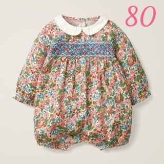 ボーデン(Boden)のBaby Boden 花柄 スモックロンパース 80(ロンパース)