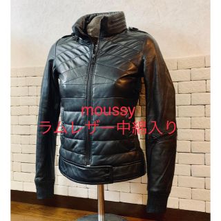 マウジー(moussy)の【値下げ！】moussy  本革ラムレザー中綿入りジャケット レディース(ライダースジャケット)