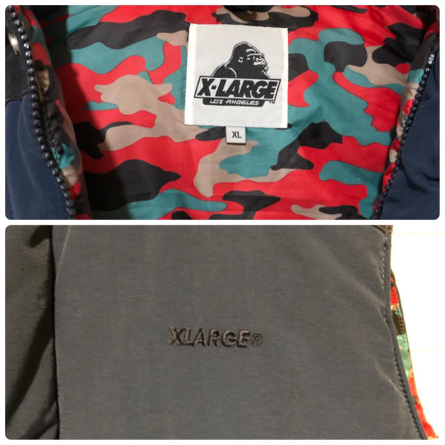 XLARGE(エクストララージ)のX−LARGE ダウンベスト　ネイビー　ブラック　カモフラ  XL メンズのジャケット/アウター(ダウンベスト)の商品写真